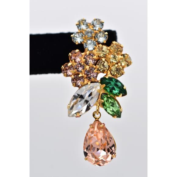 Jennifer Behr Bouquet Drop Crystal Earrings Prong Flower Signed Bin1 - Picture 7 of 16